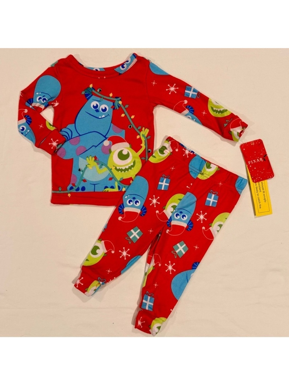 New Monsters Inc Christmas Pajama Set Boys 12M Girls Disney Pixar Mike Sulley